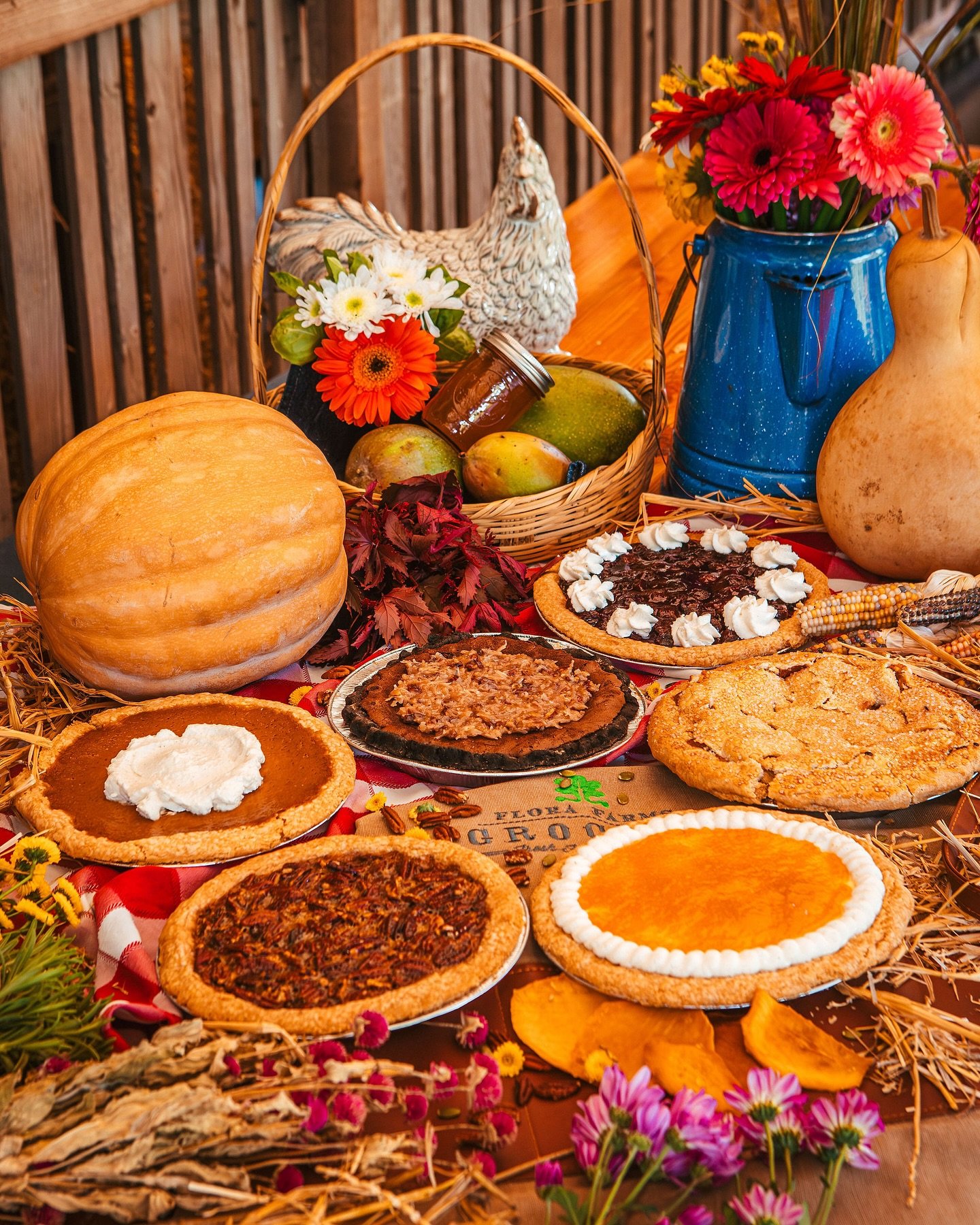 🌾 Bringing Flora Farms Home This Thanksgiving! 🦃

To celebrate this special season, we&rsquo;re thrilled to offer a slice of the farm with our Baked Goods menu. Enjoy our delicious pies, featuring new flavors, and fresh bread&mdash;all available fo